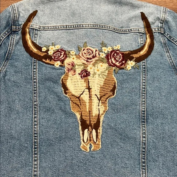 Driftwood Mesa Rosa Stretch Denim Jacket Embroidered Size XS - Picture 12 of 14